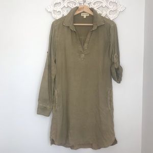 Cloth & Stone Button Down Olive Green Ombre Effect